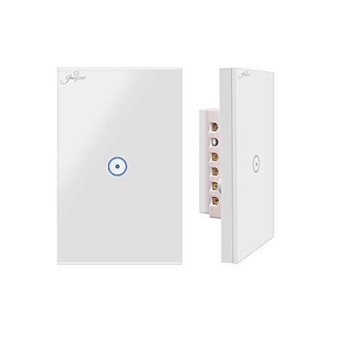 Jinvoo WiFi smart wall touch light switch, smart phone remote control, compatible with iOS and Android, with Alexa Echo and Google Assistant, ETL certified?1gang-2pack?