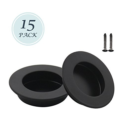 Black Round 65mm/2-1/2" Cabinet & Furniture Pulls Flushed Pulls Door Handles 304 Stainless Steel Finger Flushed Pulls Drawers Cabinet Recessed Knobs Hardware - Round Closet Door Pull Handle 15 Pack