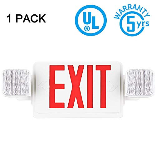 SPECTSUN Exit Sign with Emergency Light, Red Emergency Exit Lights with Battery Backup - 1 Pack, Exit Emergency Light Combo/Exit Sign with Emergency Light/Emergency Exit Light/Emergency Led Light