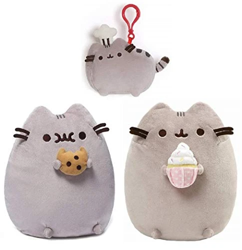 GUND Snackable Pusheen Plush Bundle of 3, Cupcake, Cookie and Chef Clip