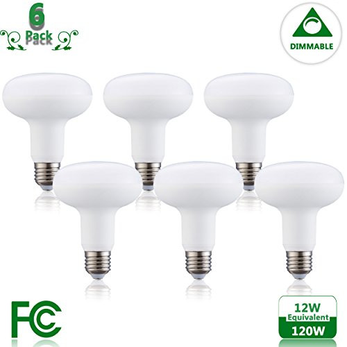 BR30 12 Watt Light Bulb Equivalent 120 Watt Incandescent Bulb Dimmable E26 Base 5000K Daylight 120v 1200 Lumens 6-Pack