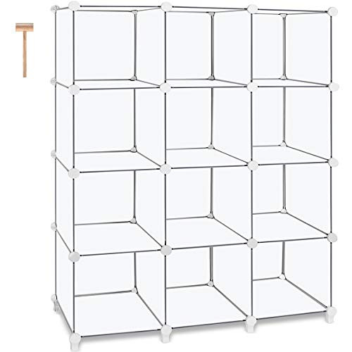 TomCare Cube Storage 12-Cube Book Shelf Storage Shelves Closet Organizer Shelf Cubes Organizer Plastic Bookshelf Bookcase DIY Square Closet Cabinet Shelves for Bedroom Office Living Room, White TomCare Cube Storage 12-Cube Book Shelf Storage Shelves Closet Organizer Shelf Cubes Organizer Plastic Bookshelf Bookcase DIY Square Closet Cabinet Shelves for Bedroom Office Living Room, White