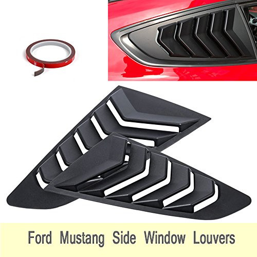 Bentolin 2Pcs Matte Black GT Lambo Style Side Vent Window Quarter Scoop Louver Covers for Ford Mustang 2015-2018