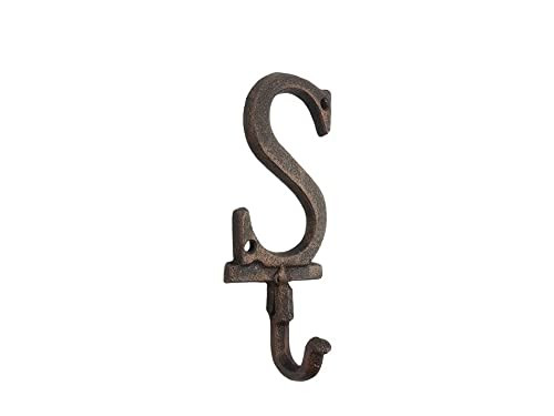 Handcrafted Nautical Decor Rustic Copper Cast Iron Letter S Alphabet Wall Hook 6"