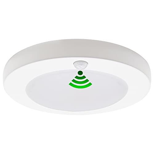 Homdec 6 Inch LED Motion Sensor Closet Light Surface Mount Ceiling Disk Light, 120VAC, 10 Watts, 700Lm, CRI80+, 3000K Warm White, ETL Certified, Wet Location, Round and White