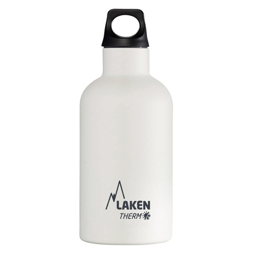 Laken Thermo Futura Vacuum Insulated Stainless Steel Water Bottle Narrow Mouth, 12 Ounce, White