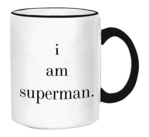 Retrospect Group"i am superman." Ceramic Mug, White with Black Handle and Rim