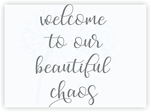 Welcome Our Beautiful Chaos Home Decor Decal Vinyl Sticker Entryway Art 23x17-Inch Storm Gray