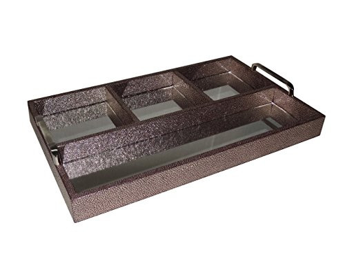 Cheung's FP-4437A Chagrin Compartment Tray With Chrome Handle| Gold