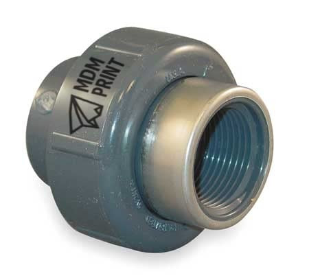 PVC, Stainless Steel Union, Socket x FNPT, 1/2 in Pipe Size