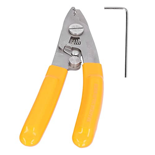FTVOGUE T2203 Stripping Pliers Crimpers Optical Cable Stripper Screwdriver Ratchet Cutting 3 Hole Fiber Optic Stripper Stainless Steel Electrician Cutting Tool, Wire Strippers