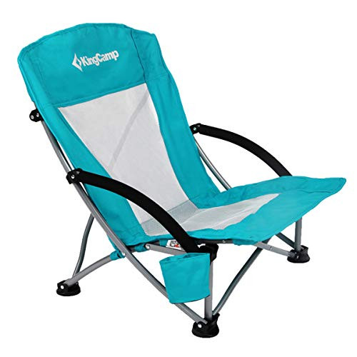 KingCamp Low Sling Beach Camping Folding Chair with Mesh Back (Cyan)