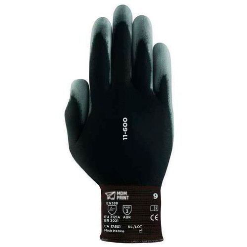 MDMprint Polyurethane Coated Gloves, Palm Coverage, Black, M, PR
