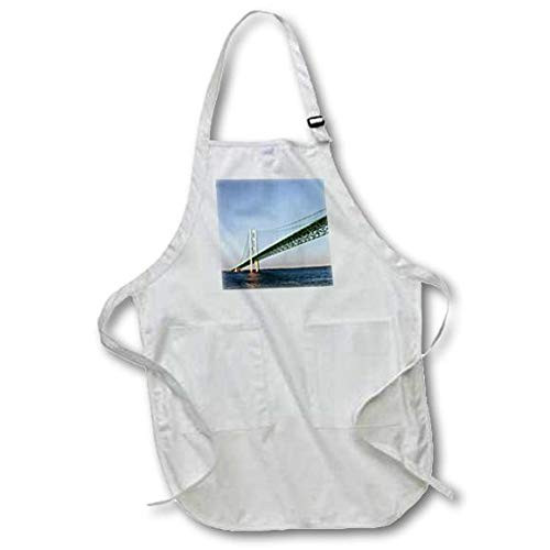 3dRose Sailing Under The Mackinac Bridge in Mackinac Island, Michigan, USA - Medium Length Apron, 22 by 24-Inch, with Pouch Pockets (apr_191200_2)