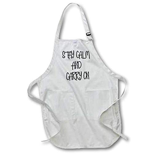 3dRose Stay Calm and Carry on - Medium Length Apron, 22 by 24-Inch, with Pouch Pockets (apr_183323_2)