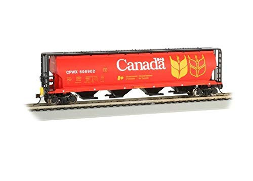 Canadian 4-Bay Cylindrical Grain Hopper with Flashing End of Train Device Canada Grain (Red) - HO Scale