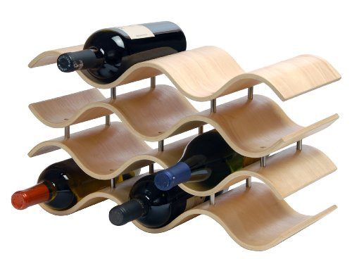 Oenophilia Bali Wine Rack, Natural - 10 Bottle, Solid Wood, Elegant Modern Wine Rack, Table Wine Storage