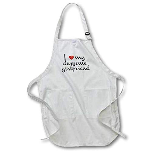 3dRose I Love My Awesome Girlfriend - Medium Length Apron, 22 by 24-Inch, with Pouch Pockets (apr_202787_2)