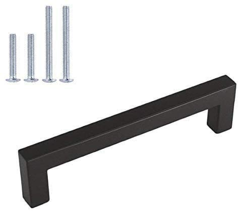homdiy Black Cabinet Pulls Square Black Drawer Pulls 4-1/2 Inch Hole Centers - 15 Pack Matte Black Cabinet Pulls Black Handles for Cabinets, Cupboard