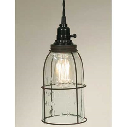 Colonial Tin Works Rustic Half Gallon Caged Mason Jar Open Bottom Industrial Pendant Light Lamp Gr, Multicolor,