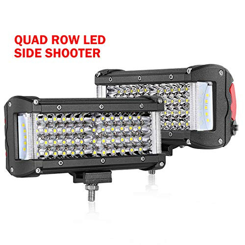 LED Lights Pods Side Shooter, Wayup 232W 2Pcs 7 Quad Row LED Light Bar Off Road Driving Lights Spot Flood Combo LED Fog light Work Light for Trucks, Tractors, 4x4, Jeep, ATV, UTV, Motorcycle, Boat