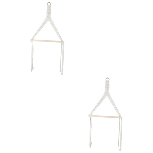 Abaodam 2 Pcs Wall-Mounted Storage Rack Macrame Decor Hanging Decorative Wall Shelf Hanging Wall Decor Tassel Trim Wall Mounted Shelves for Storage Display Rope Shelves Swing Rope Shelves