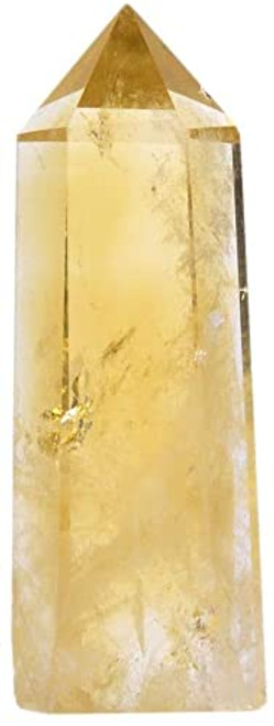 Angelstones Natural Citrine Gemstone Healing Crystal Hexagonal Pointed Reiki Chakra Faceted Prism Wand Carved Stone Figurine Home Decor