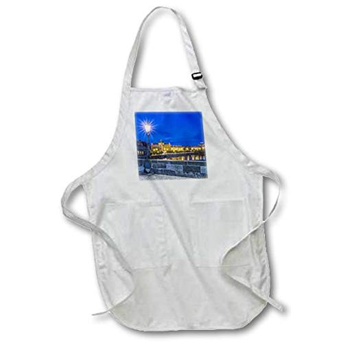 3dRose Czech Republic, Bohemia, Prague, Charles Bridge at Dawn. - Full Length Apron, 22 by 30-inch, White, With Pockets