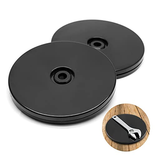Jersvims 2Pcs 6 Inch Acrylic Turntable Platter, Black Turntable Organizer Round Rotating Plate for Kitchen Pantry Cabinet Desk Rack Spice Cake Cookie Decorating