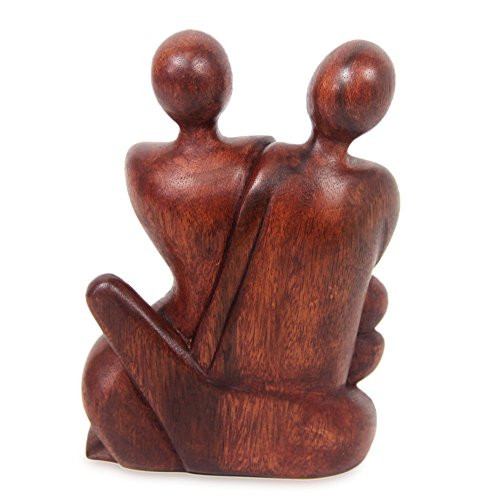 NOVICA Hand-Carved Dark Brown Suar Wood Human Figure Family Sculpture, 7.75" Tall 'Family Love' NOVICA Hand-Carved Dark Brown Suar Wood Human Figure Family Sculpture, 7.75" Tall 'Family Love'