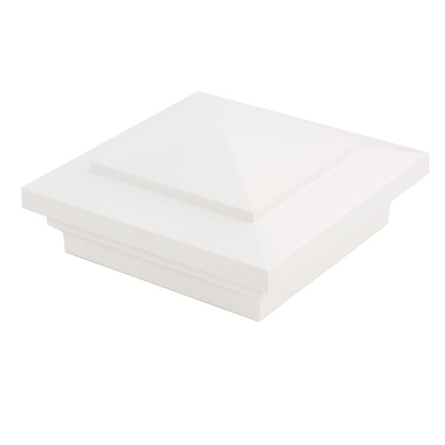 Plum Fittings 4 1/2" x 4 1/2" Sq. Cape May Vinyl Post Cap | Vinyl Post Cap | Vinyl Fence Cap | White | (Pack of 1)