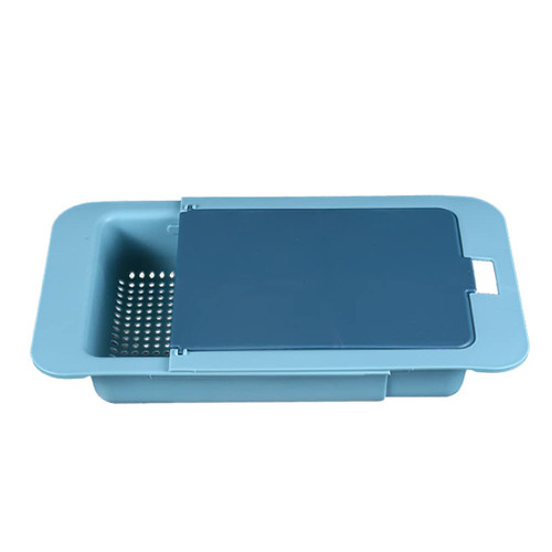 Hemoton Sink Dish Drying Rack Over the Sink Colander Strainer Basket Extendable Vegetables Fruits Pasta Food Drain Basket for Kitchen Blue Over Sink Strainer