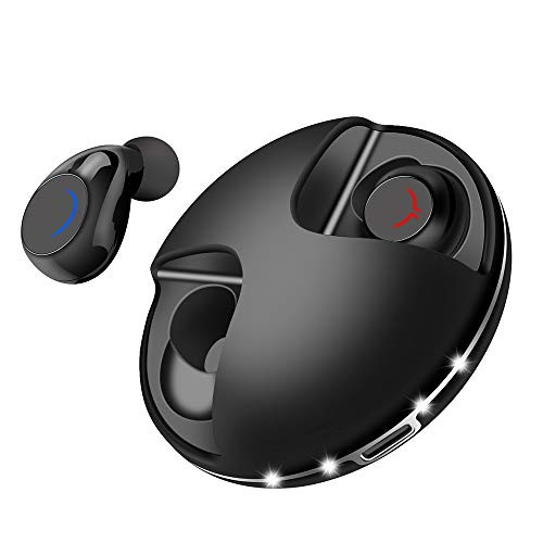 True Wireless Earbuds, Bluetooth 5.0 Headphones 20H Playtime, JENTXON Stereo Sound Bluetooth Earbuds Volume Control with Mic, IPX5 Sweatproof Auto Pairing Earphones with Charging Case - Black