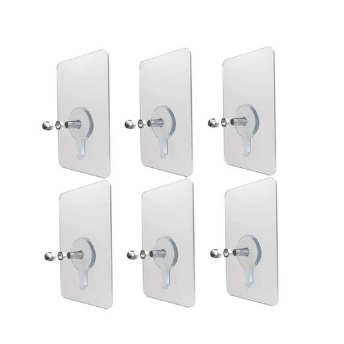 Mednkoku Adhesive Screw Hooks Punch Free Wall Hanger Nails Transparent Sticky Hooks for Kitchen 6PCS 10mm self-Adhesive Hook