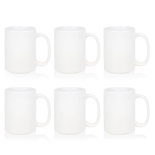 MAIKESUB Sublimation Blank Ceramic Coffee Mugs Set of 6 White Mugs 15 oz Porcelain Espresso Cups Sublimation Mugs Blank DIY for Coffee Soup Tea Milk Latte Hot Cocoa etc