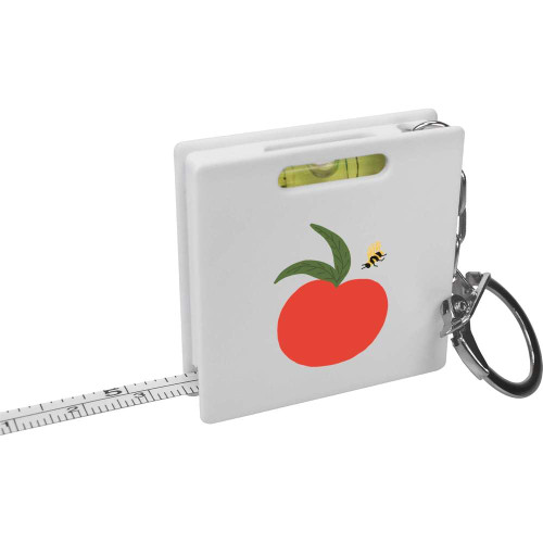 Azeeda 'Peach and a bee' Keyring Tape Measure/Spirit Level Tool (KM00032000)