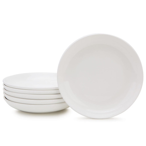 Kitchenexus White Pasta Bowls 30oz, Set of 6 Large Salad Serving Bowls, Ceramic Soup Bowls, Shallow Soup Bowls, Porcelain Salad Pasta Dishes, Microwave and Dishwasher Safe, Easy to Clean