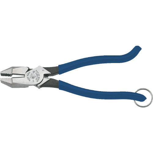 Klein Tools D213-9STT Ironworker Pliers with Heavy Duty Knurled Jaws, Induction Hardened Knives, and a Split Tether Ring