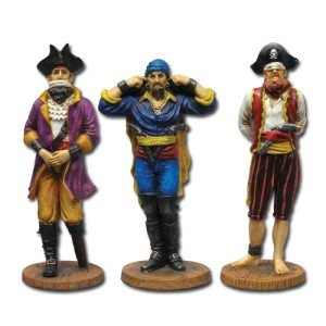 Pacific Giftware Set of Three Pirate See Hear Speak No Evil Decorative Shelf Sitter Figurines 5.5 inch Tall