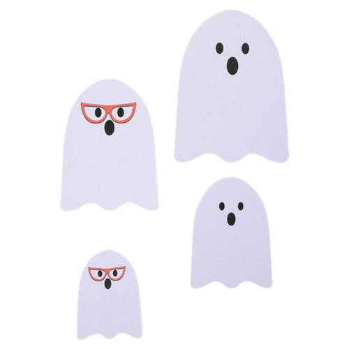 Didiseaon 4 Pcs Halloween Wooden Ghost Sign Tiered Tray Decoration Wooden Ghost Table Centerpieces Spooky Table Sign Blocks for Halloween Party Home Shelf Decor