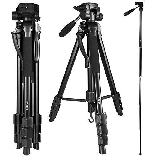 Crazefoto Camera Tripod Travel Monopod (70" Aluminum Professional Video Camera Mount Leg) Adjustable Stand with Flexible Head Compatible with Canon Nikon DV DSLR & Panasonic, Weight: 1.65kg/3.63lb