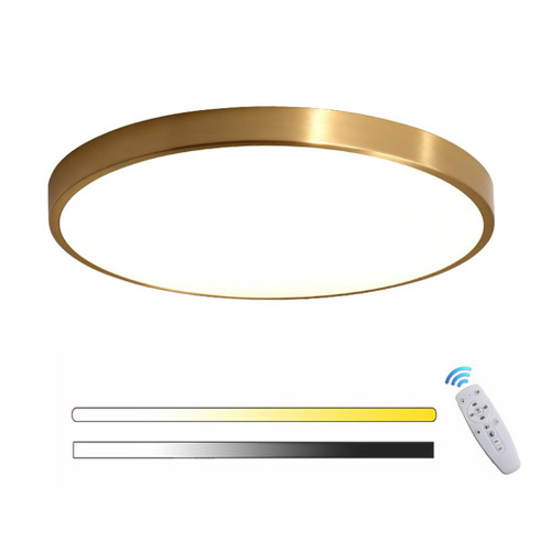 12Inch Gold LED Ceiling Light Fixture Flush Mount Dimmable Ceiling Lamp with Remote Control Close to Ceiling Lamp Round Bedroom for Kitchen Hallway Living Room Balcony Corridor Indoor Decorative 18W