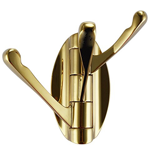 Weirun Solid Metal Swivel Hook Heavy Duty Folding Swing Arm Triple Coat Hook with Multi Three Foldable Arms Towel/Clothes Hanger for Bathroom Kitchen Garage Wall Mount Gold