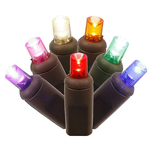 Vickerman 150 Light Wide Angle LED Net Light Set Multi-Colored Lights on Brown Wire
