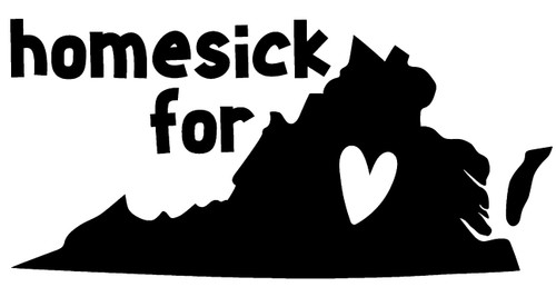 Homesick for Virginia Love Home Hometown Heart Native Wall Decals for Walls Peel and Stick Wall Art murals Black Medium 18 Inch