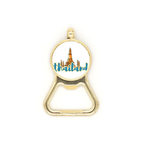 Thailand Wat Haw Pha Kaew Illustration Beer Bottle Cap Opener Stainless Steel Key Chain