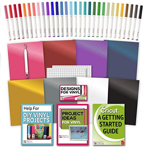 Cricut Vinyl, Ultimate Pen Set, Weeder Tool and Getting Started Guide Bundle