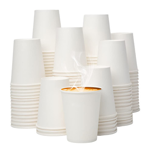 YEEHAW Coffee Cups [8 oz 300 pack], White Disposable Paper Cups, Hot Cups for Coffee, Hot Liquid, Chocolate, Juice, Hot Beverage Drinking Cup, Ideal for Cafes, Bistros, Businesses