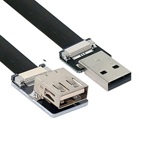 NFHK USB 2.0 Type-A Male to Female Extension Data Flat Slim FPC Cable for FPV & Disk & Scanner & Printer 50CM