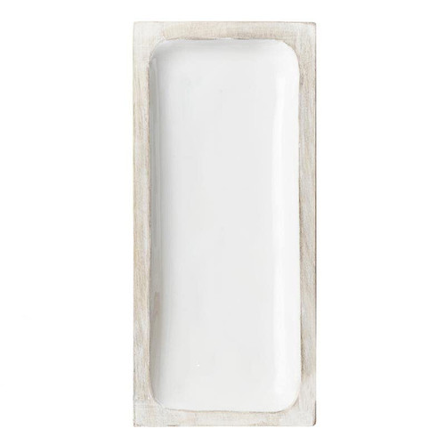 Santa Barbara Design Studio Wood Tray For TableSugar Serving Tray Or Coffee Table Decor, Medium, White | Enamel